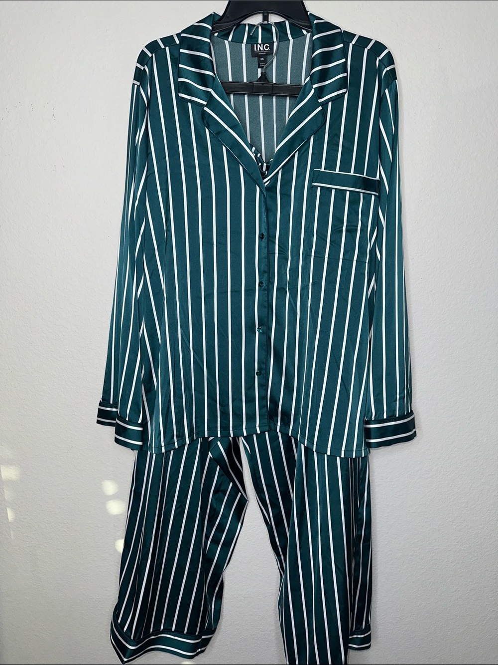 INC International Concepts Teal and White Striped Pajama Set